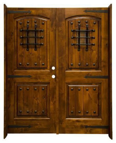 Krosswood Entry Door Arch Panels WITH SPEAK EASY DOORS IRON GRILLS FRONT DOORS