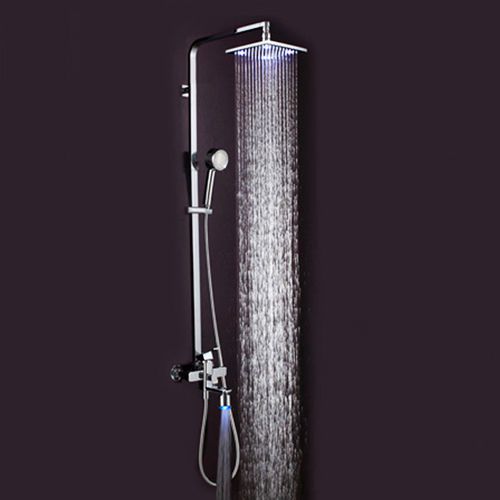 Led 8&#034; rain shower head &amp; hand shower &amp; tub spout shower system in chrome finish for sale