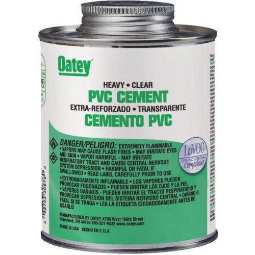 Oatey 30850 heavy-duty clear pvc cement-1/4pt h/duty pvc cement for sale