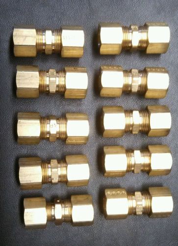 Lot of 10 Parker 62C-8 brass compression couplers 1/2&#034; OD tube x 1/2&#034; OD tube