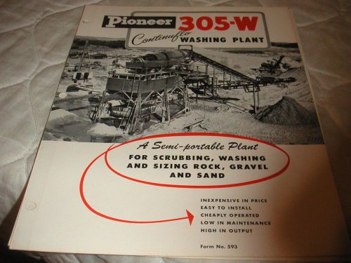 1950&#039;s pioneer model 305-w washing plant sales brochure for sale