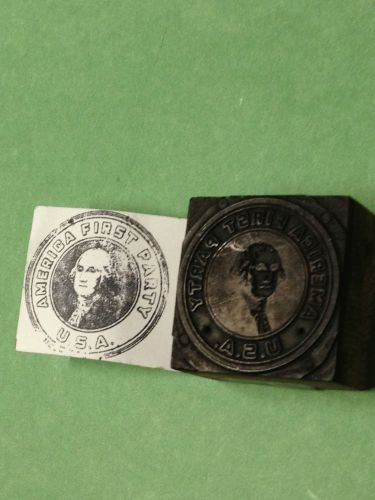 America First Party with George Washington Advertising ~ Printer&#039;s Type Block