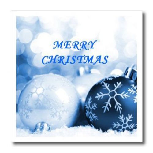 3dRose ht_62471_1 Blue N Silver Christmas Greeting N Ornaments Iron on Heat Tran
