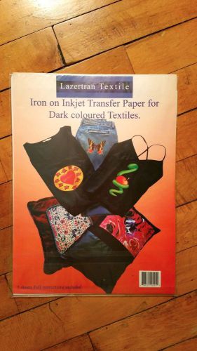 Inkjet Iron On Transfer Paper for Dark Colored Textiles and Shirts - 3.5 Sheets