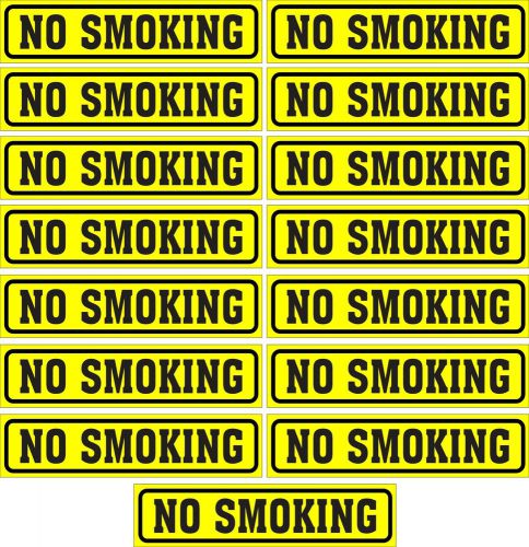 LOT OF 15 GLOSSY STICKERS, &#034;NO SMOKING&#034;, FOR INDOOR OR OUTDOOR USE