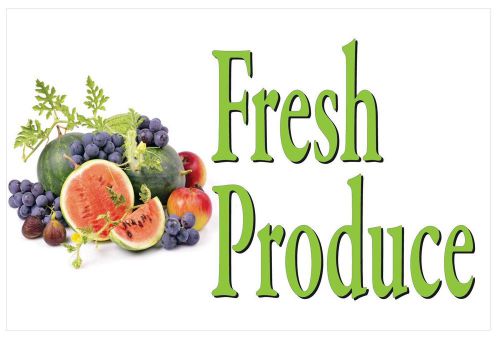 Fresh produce vinyl banner /grommets 2ft x 3ft made in usa white rv23 for sale