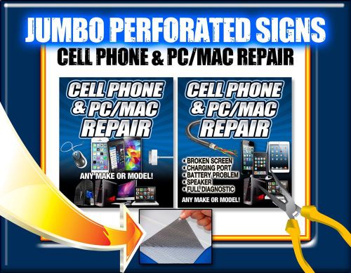 Computer Cell Phone Repair window sticker perforated vinyl banner sign poster