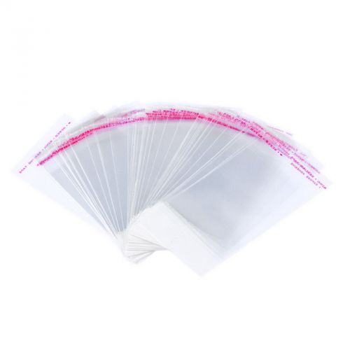 100PCs Self Adhesive Seal Plastic Bags Transparent 14cmx7cm(Usable 9cmx7cm)