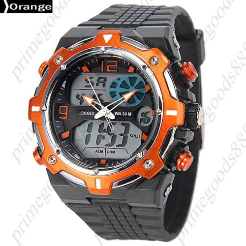 3ATM Digital Quartz Analog Date Alarm Men&#039;s Wristwatch Free Shipping Orange