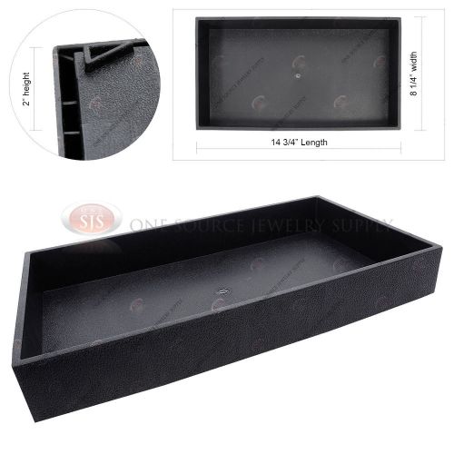 2&#034; Deep Black Plastic Display Tray Jewelry Storage Stackable Travel Organizer