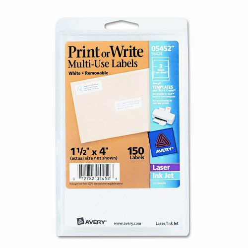 Print or Write Removable Multi-Use Labels, 1-1/2 X 4, 150/Pack