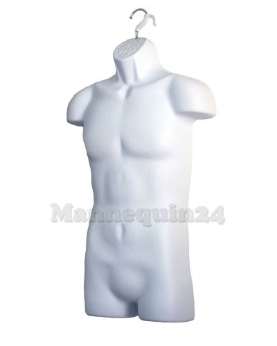 MALE MANNEQUIN BODY FORM (for Size Small to Medium / WHITE) for HANGING