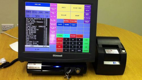 UNIWELL DX-915 POS SYSTEM PROGRAMMED FOR RESTAURANT BUT NEVER BEEN USED