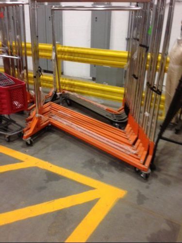 Z racks rolling lot 12 used clothing store fixtures 5&#039; long stock room storage for sale