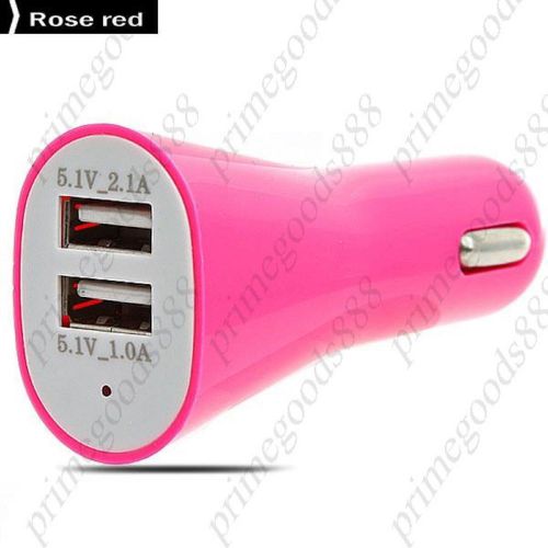 DC 12 24V 2.1A 1A Dual USB Ports Mini Quick Car Charger Vehicle Rose Red