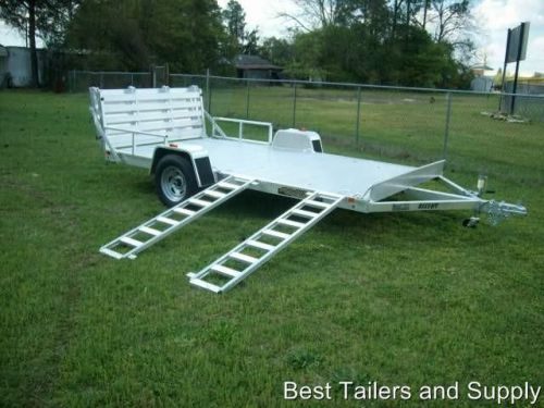 Aluma 8112 aluminum trailer double atv with side load ramps and tailgate new for sale