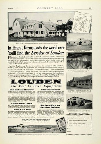 1929 Ad Louden Farm Machinery Agriculture Dairy Barns Equipment W. C COL2