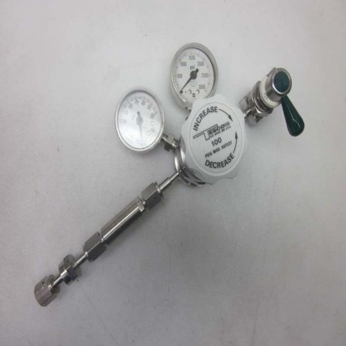 Tescom 64-2862krn12 100psi regulator + gauges w/nupro 6lv-hdlfr4-p-gr valve for sale