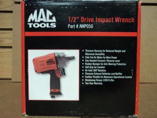 Mac Tools 1/2&#034; Drive Compact Impact Wrench Titanium Torque Used AWP050 1750 BPM