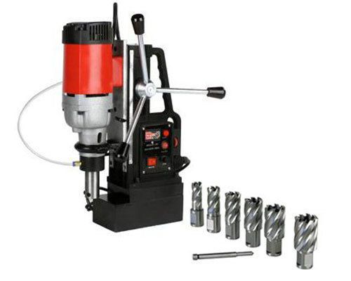 Electromagnetic Magnetic Mag Drill Press with HSS Annular Slugger Cutter Set 1&#034;