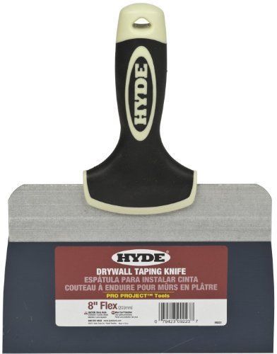 Hyde Tools 9223 8-Inch Pro Project Taping Knife with Extruded Back, Blue Steel