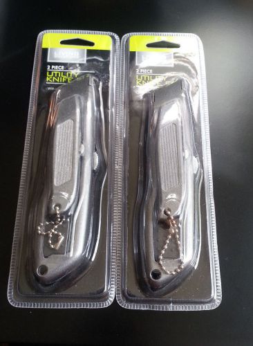 Lot of 2 - 2 piece utility knife set with safety lock - living solutions - new! for sale