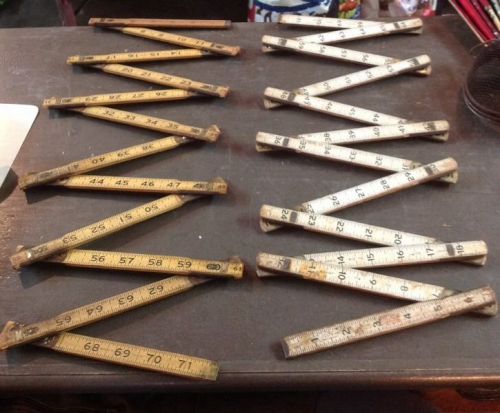 2 Vintage Lufkin X46 Folding Wood Brass Extension Rule Ruler Brick Masons