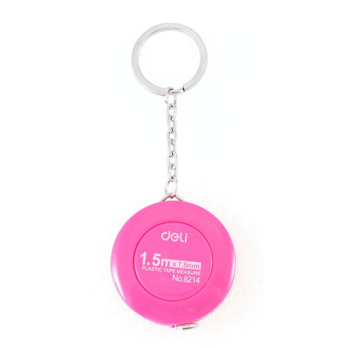 1.5m fuchsia round case retractable ruler tape measure w keychain for sale