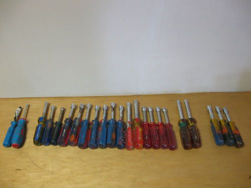 23 NEW Nut Drivers 3/16&#034; 1/2&#034; 7/16&#034; 9/16&#034; Jet Stanley Vaco NEW