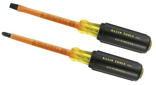 Klein Tools 33532-INS Insulated 2 Pc Screwdriver Set #2 Phillips &amp; 1/4 Keystone