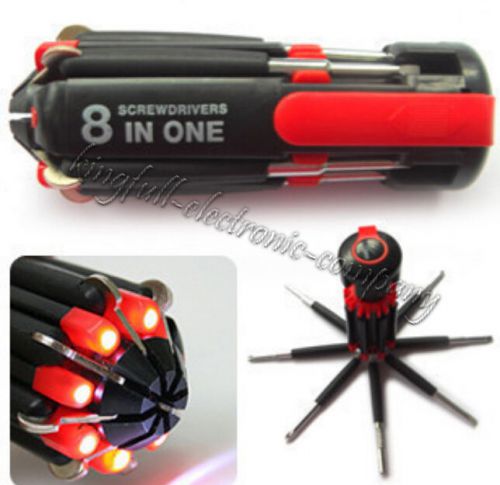 8 In 1 Slotted Screwdriver Craftsman Repair Tools Set Kit With LED Lights New