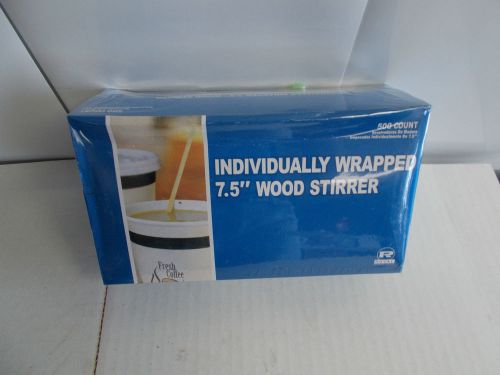 Box of 500 individually wrapped 7.5&#034; wood stirrers for sale