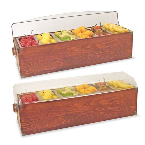 Roll Top Condiment Holder with 6 Pints Hazel WOOD with Clear Lid