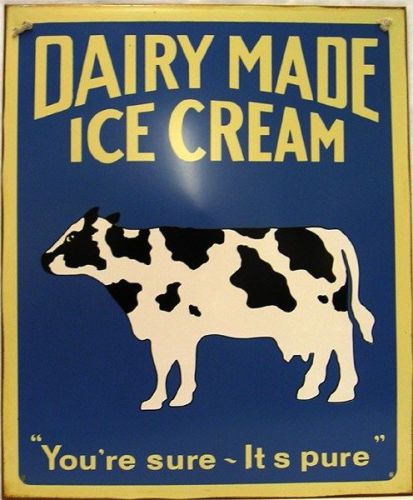 Dairy Made Ice Cream Vintage Restaurant Diner Fast Food Ice Cream Metal Sign