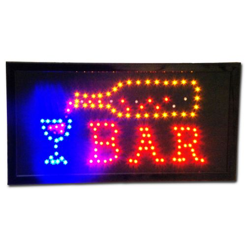 Animated LED Bar Sign 19 x 10 light pub Beer Bottle neon store Shop Display wine