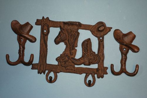 (1set) Horse, Cowboy Boots, Cowboy Hat,Double Hook,with 2,cowboy hat wall hooks