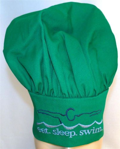 Eat Sleep Swim Green Chef Hat Swimming Sports Team Adult Size Adjustable NWT