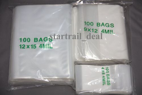 100 3 x 4&#034; 4Mil Clear Reclosable Resealable Ziplock Zipper Poly Plastic Bags