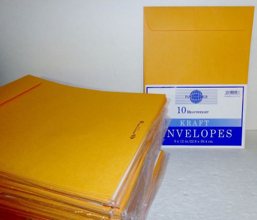 250 Count Kraft Envelopes 9&#034; x 12&#034; Heavyweight Brown Adhesive Manila Paper File