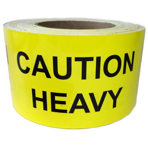 Glossy Yellow &#034;Caution Heavy&#034; Labels Stickers - 3&#034; by 5&#034; - 500 ct Roll