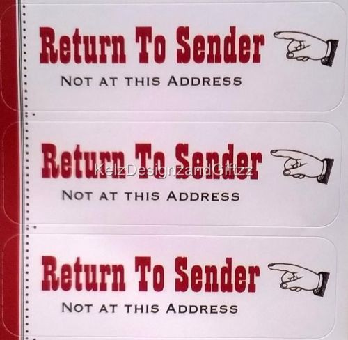 45 x RETURN TO SENDER WRONG ADDRESS Labels for incorrectly addressed envelopes