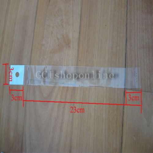 100 pcs OPP Cello Bags Hang Hole Tag Sleeves 3cm HB000