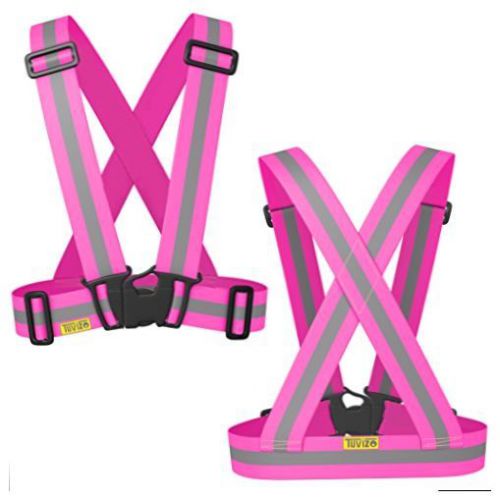 Reflective vest pink high visibility day night running cycling walking safety for sale
