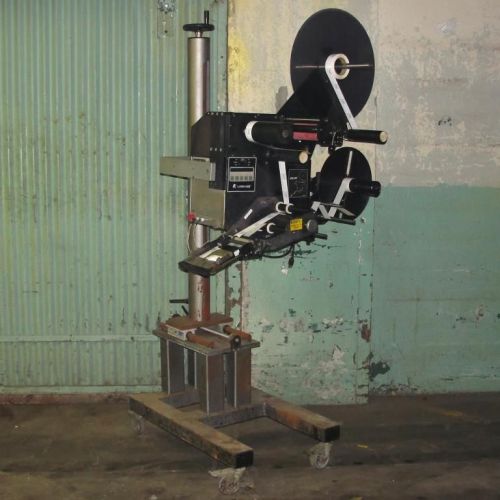 Label-Aire 2115CD-2000 pressure sensitive wipe on labeler with stand