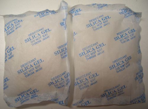LOT OF TWO 100 g. BAGS SILICA GEL DESICCANT MOISTURE ABSORBENT POUCHES NEW