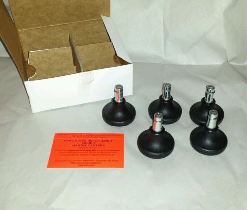 Master Caster Low Profile Bell Glides Office Chairs Stem Fastener, 5-Pack Black