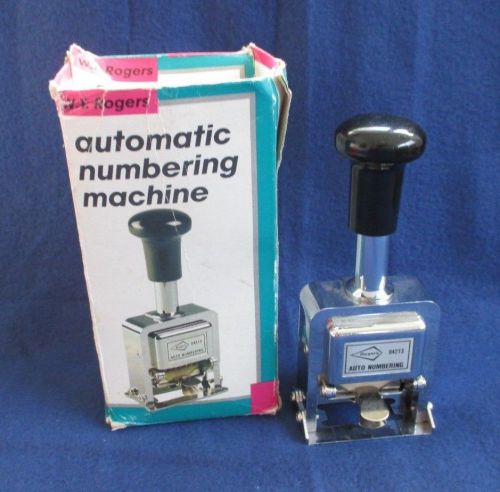 W T Rogers Automatic Numbering Machine No. 04213-Very Nice with Box