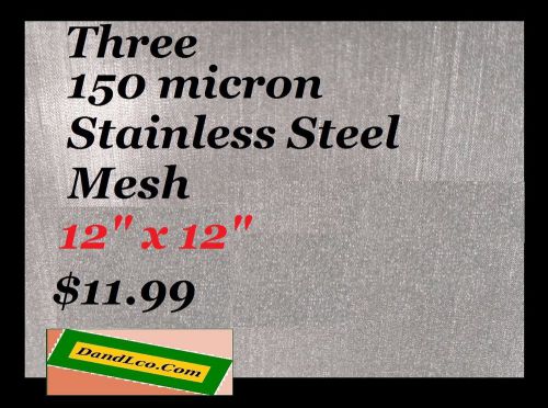 12&#034;x12&#034; SS MESH / 150 MICRON STAINLESS STEEL MESH 304 0.1MM WIRE DIAMETER