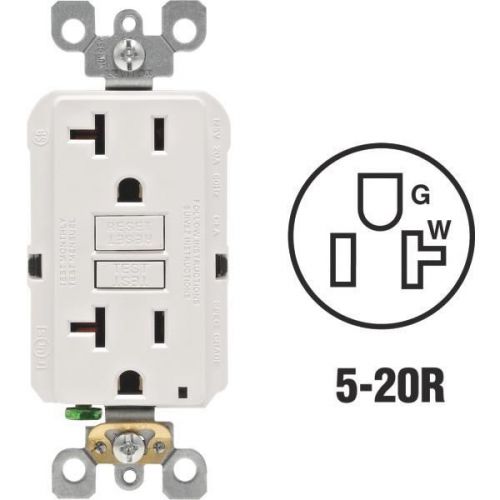 Leviton R02-N7899-OKW Rounded Corner GFCI Outlet-20A WHT GFCI OUTLET