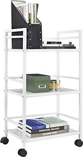 Marshall  3-Shelf Metal Rolling Utility Cart Home Dorm Space  Kitchen White